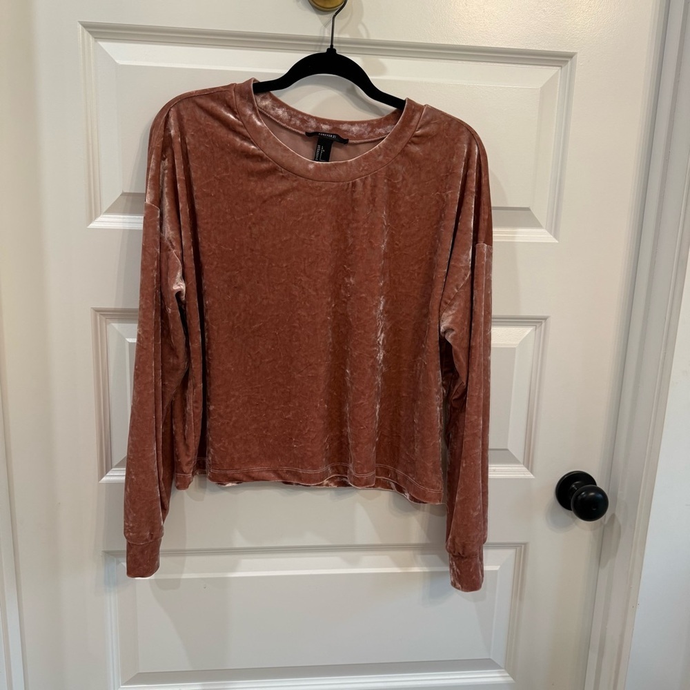 Grunge Boho Indie Sleaze 90s Style Crushed Velvet Crop Top - Dusty Rose L
